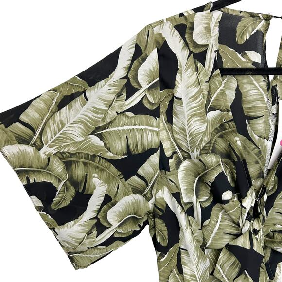NWT Buddy Love Connie Tie Front Mini Dress Palm Print Womens Small - Picture 2 of 7
